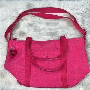 Hot pink Kipling crossbody tote bag